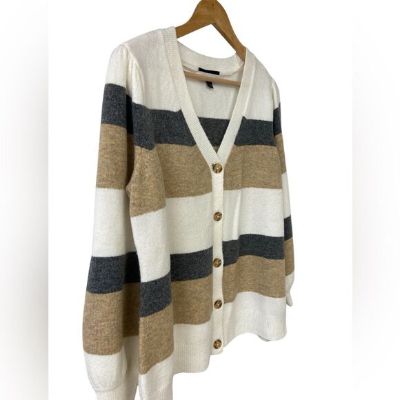 Lane Bryant Sweater Cardigan Ivory/Tan/Gray Size 18/20 - Picture 3 of 8